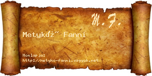 Metykó Fanni névjegykártya